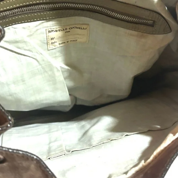Brunello Cucinelli convertible taupe patent & suede backpack